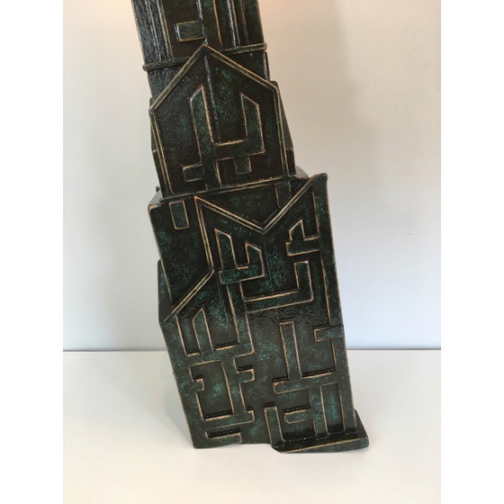 Image 1 of Lampe vintage brutaliste en bois patiné par AR-BO, 1990