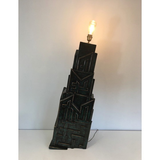 Image 1 of Lampe vintage brutaliste en bois patiné par AR-BO, 1990
