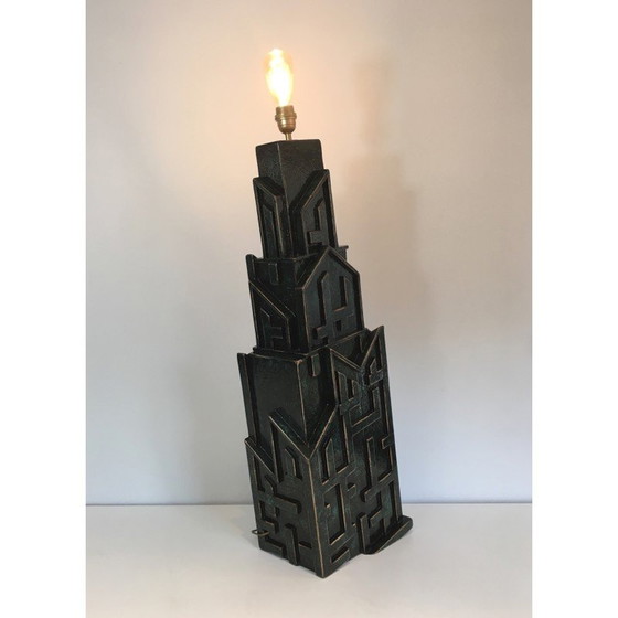 Image 1 of Lampe vintage brutaliste en bois patiné par AR-BO, 1990