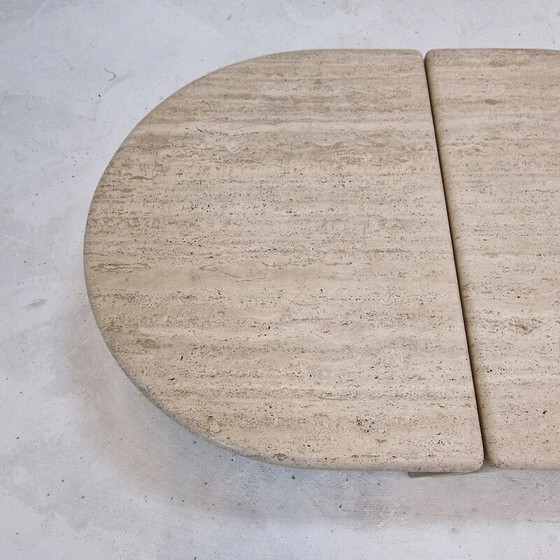 Image 1 of Paire de tables basses italiennes vintage en travertin, années 1980