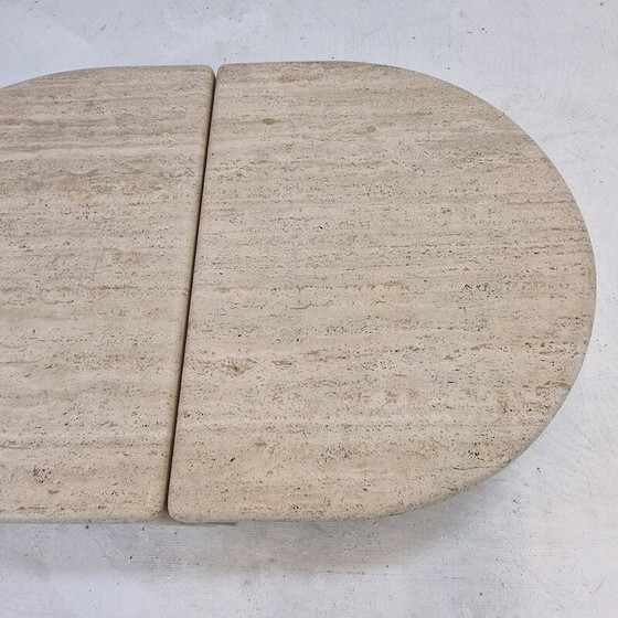 Image 1 of Paire de tables basses italiennes vintage en travertin, années 1980