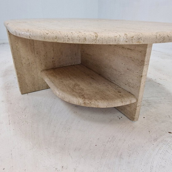 Image 1 of Paire de tables basses italiennes vintage en travertin, années 1980