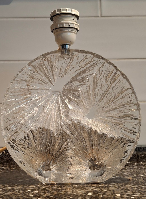 Daum Nancy France Base de lampe en verre cristal de glace