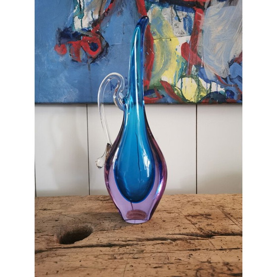 Image 1 of Vase vintage Murano cristal bleu 1970