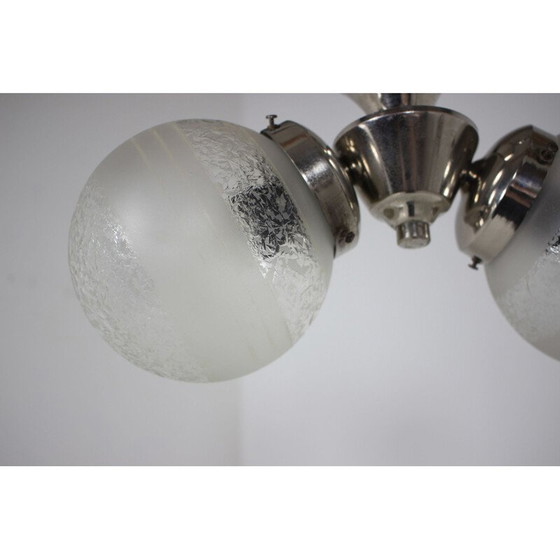Image 1 of Lustre vintage en verre et métal pour Napako, Tchécoslovaquie 1930