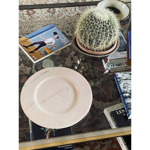 Centre de table en marbre rose vintage par Up and Up, Italie, années 1970
