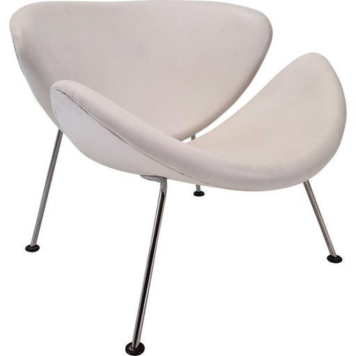 Chaise à tranches vintage en acier chromé et cuir par Pierre Paulin pour Artifort, 1980