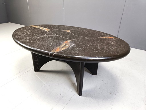 Table basse ovale vintage, 1980