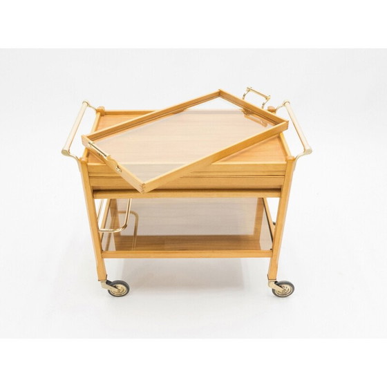Image 1 of Chariot miroir vintage en acier par Jacques Adnet 1940