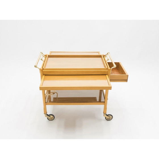 Image 1 of Chariot miroir vintage en acier par Jacques Adnet 1940