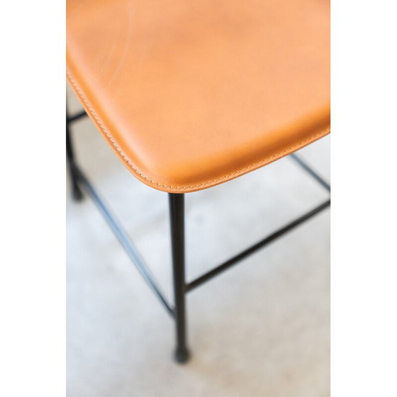 Image 1 of Ensemble de 6 chaises vintage en aluminium et cuir, 1980