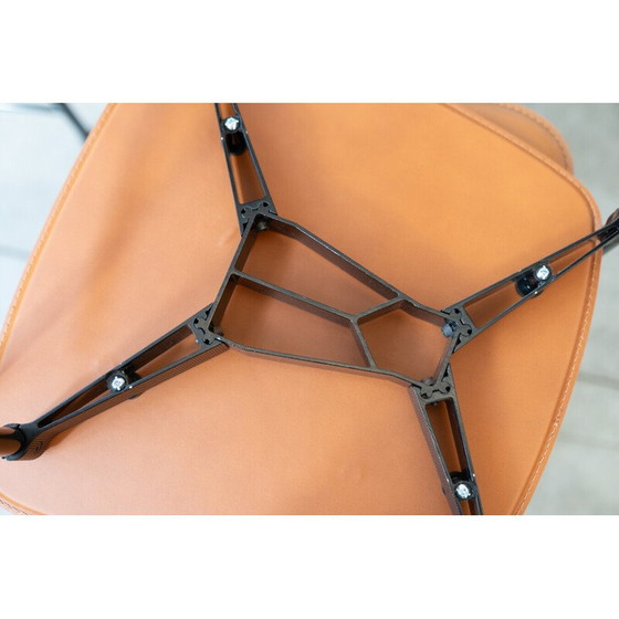 Image 1 of Ensemble de 6 chaises vintage en aluminium et cuir, 1980