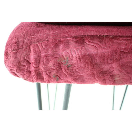 Image 1 of Paire de tabourets en métal et tissu du milieu du siècle, Tchécoslovaquie 1970