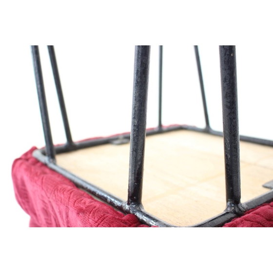 Image 1 of Paire de tabourets en métal et tissu du milieu du siècle, Tchécoslovaquie 1970