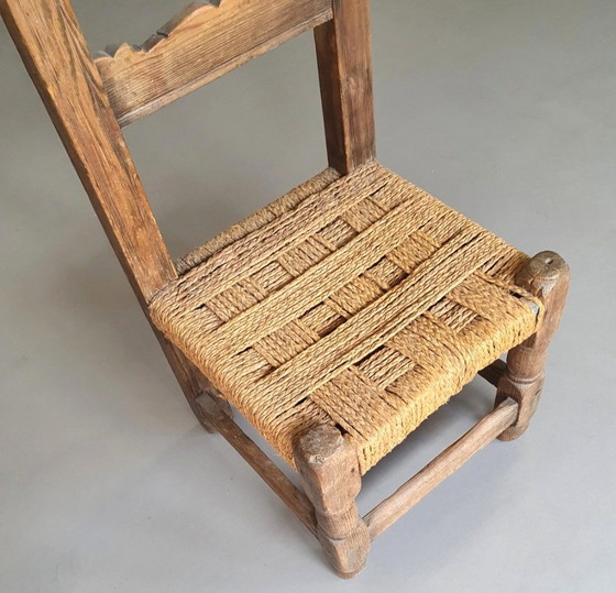 Image 1 of 2 X Chaises provinciales en bois de châtaignier à cordes Mid 1700S