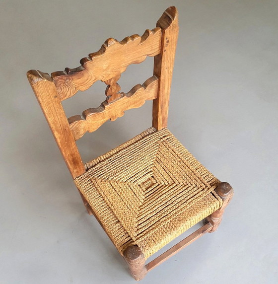 Image 1 of 2 X Chaises provinciales en bois de châtaignier à cordes Mid 1700S