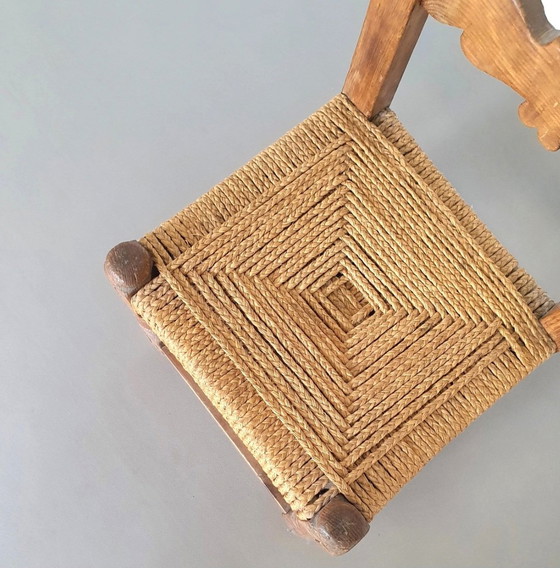 Image 1 of 2 X Chaises provinciales en bois de châtaignier à cordes Mid 1700S