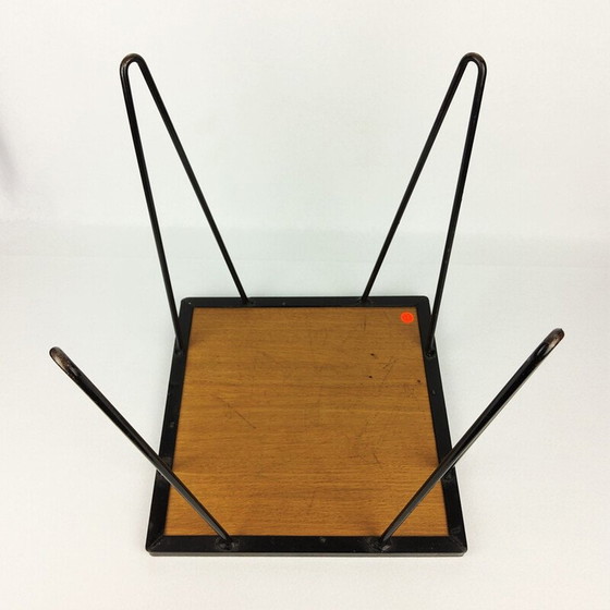 Image 1 of Table d'appoint vintage en chêne et métal noir, années 1950