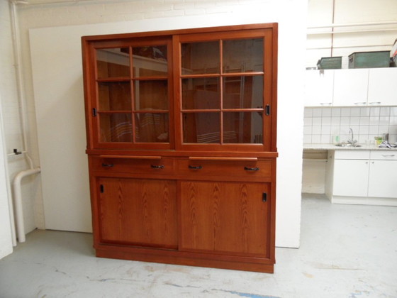 Image 1 of Armoire de cuisine vintage en pin Vitrine