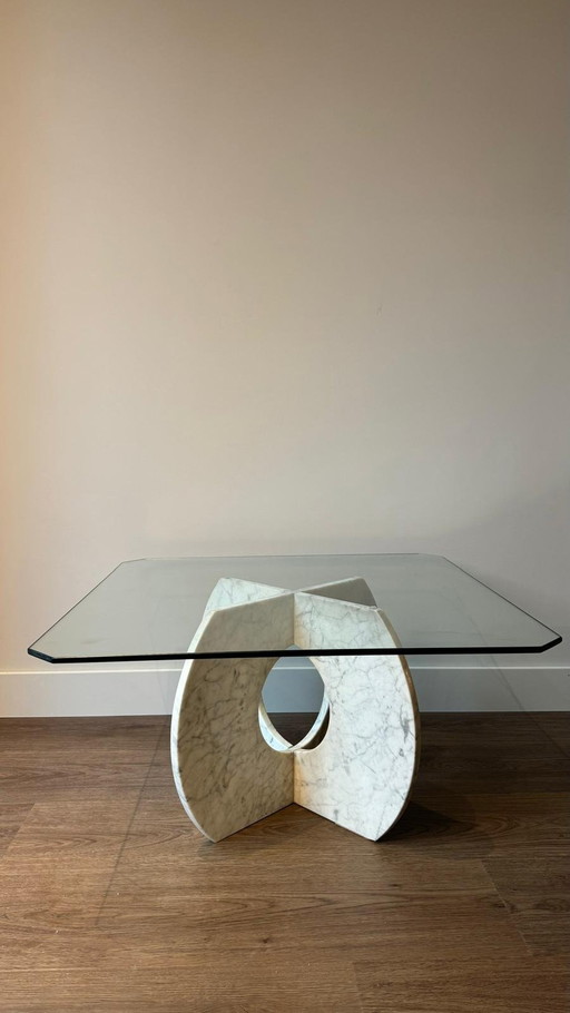 Table basse en verre et marbre