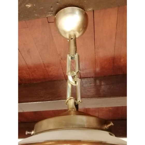 Image 1 of Lampe suspendue vintage art déco en verre granité, 1950