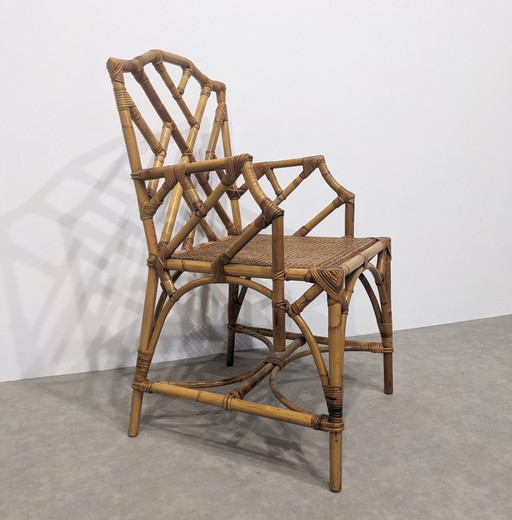 Fauteuil vintage en rotin et bambou
