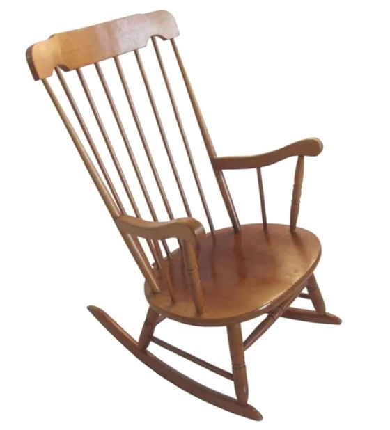 Image 1 of Fauteuil à bascule vintage en bois, Fauteuil à bascule