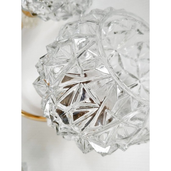 Image 1 of Paire d'appliques vintage en laiton doré et verre, 1950