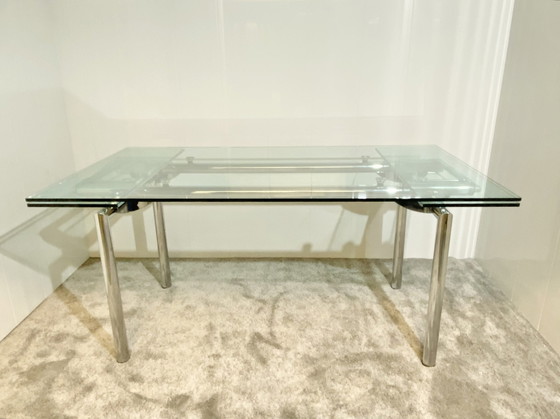 Image 1 of Table extensible en verre tubulaire et chrome