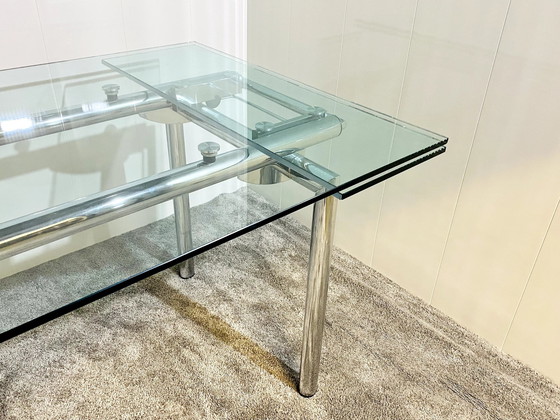 Image 1 of Table extensible en verre tubulaire et chrome