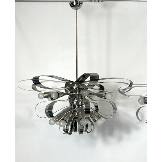 Image 1 of Paire de lustres chromés vintage, Italie 1970