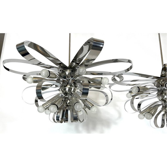 Image 1 of Paire de lustres chromés vintage, Italie 1970