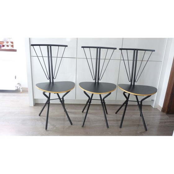 Image 1 of Lot de 3 chaises pliantes belges noires - années 1970