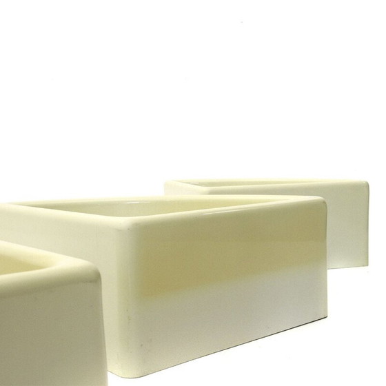 Image 1 of Lot de 3 pots de fleurs en plastique blanc vintage Elco, 1970