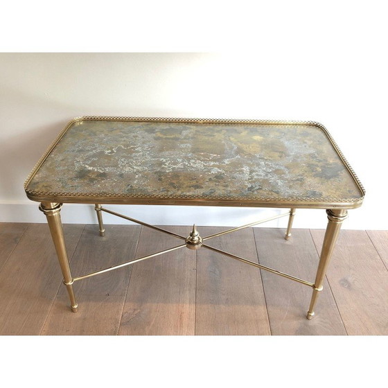 Image 1 of Table basse vintage en laiton et verre pour Maison Ramsay, France 1940s