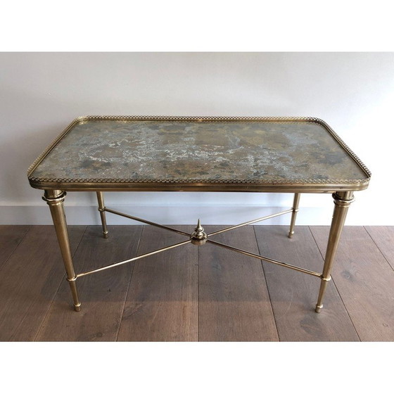 Image 1 of Table basse vintage en laiton et verre pour Maison Ramsay, France 1940s