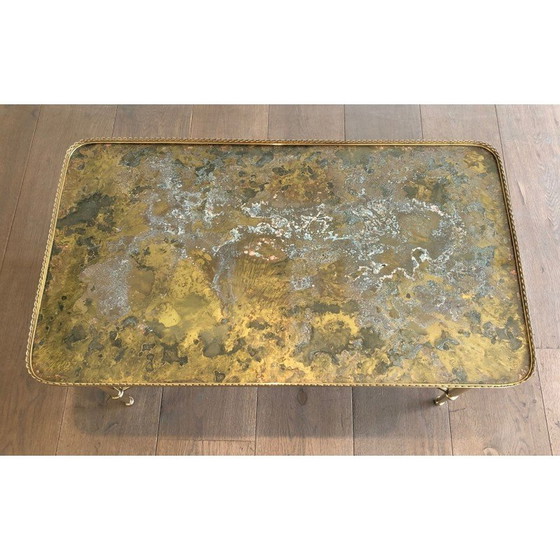 Image 1 of Table basse vintage en laiton et verre pour Maison Ramsay, France 1940s