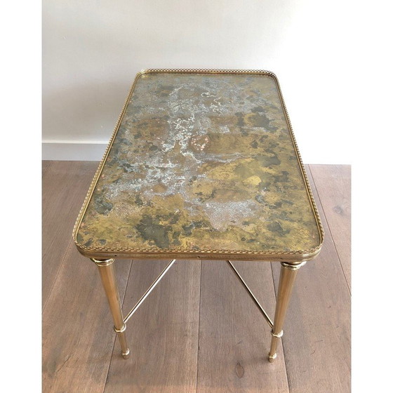 Image 1 of Table basse vintage en laiton et verre pour Maison Ramsay, France 1940s