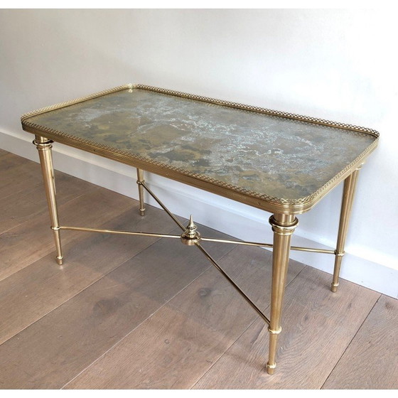 Image 1 of Table basse vintage en laiton et verre pour Maison Ramsay, France 1940s