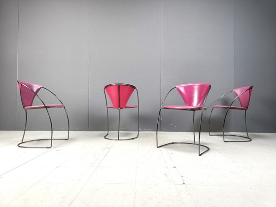 Image 1 of Chaises de salle à manger 'Linda' rose vintage par Arrben, 1980S - Lot de 4