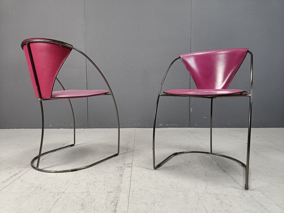 Image 1 of Chaises de salle à manger 'Linda' rose vintage par Arrben, 1980S - Lot de 4