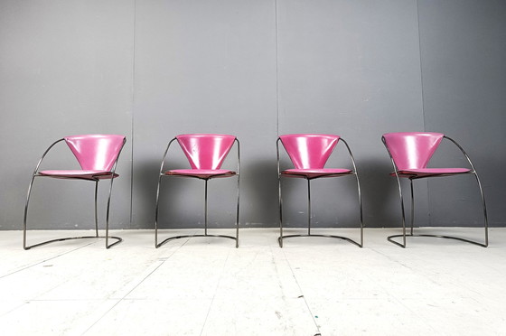 Image 1 of Chaises de salle à manger 'Linda' rose vintage par Arrben, 1980S - Lot de 4