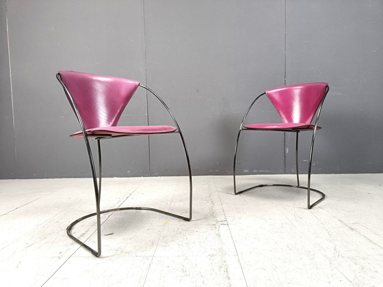 Image 1 of Chaises de salle à manger 'Linda' rose vintage par Arrben, 1980S - Lot de 4