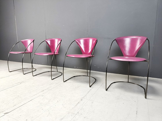 Image 1 of Chaises de salle à manger 'Linda' rose vintage par Arrben, 1980S - Lot de 4
