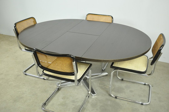 Image 1 of Table de salle à manger ronde extensible en Formica / 1970S