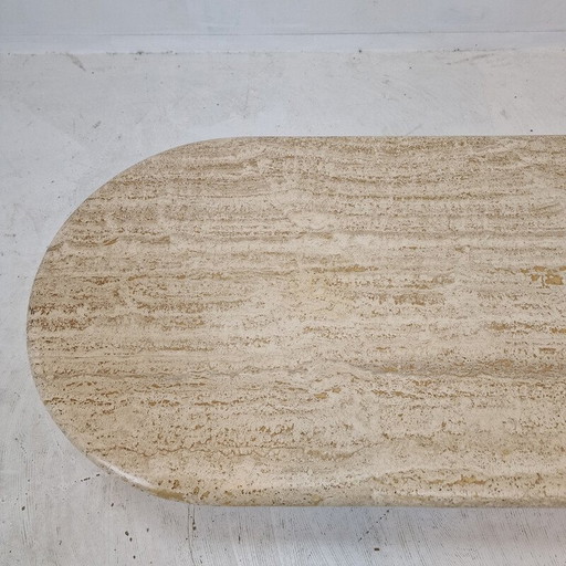 Table basse vintage italienne en travertin, 1980