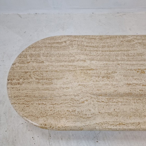 Image 1 of Table basse vintage italienne en travertin, 1980
