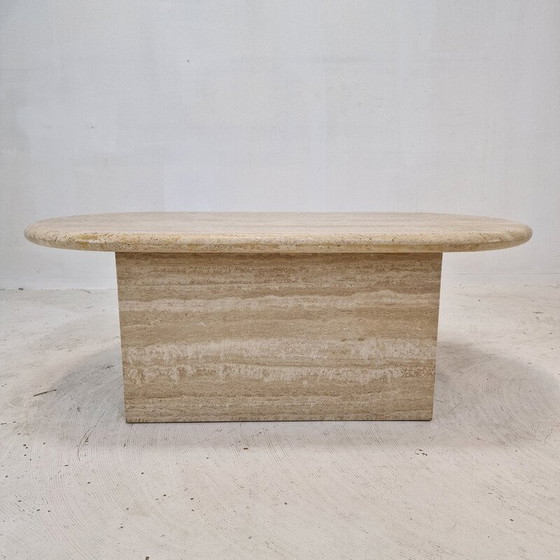 Image 1 of Table basse vintage italienne en travertin, 1980