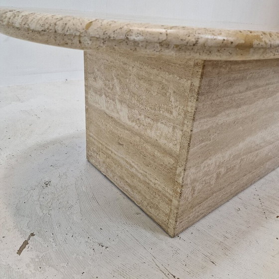 Image 1 of Table basse vintage italienne en travertin, 1980