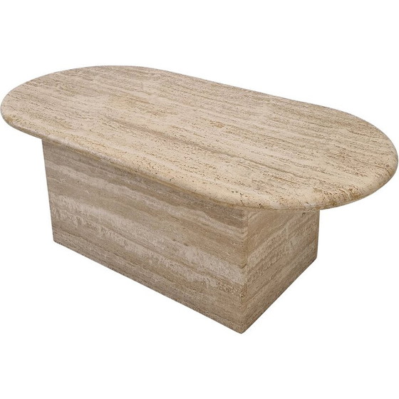 Image 1 of Table basse vintage italienne en travertin, 1980